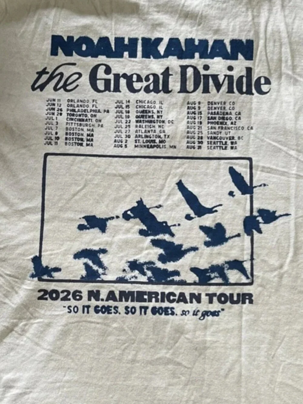 Noah Kahan Great Divide Tour 2026 Graphic Concert T-Shirt